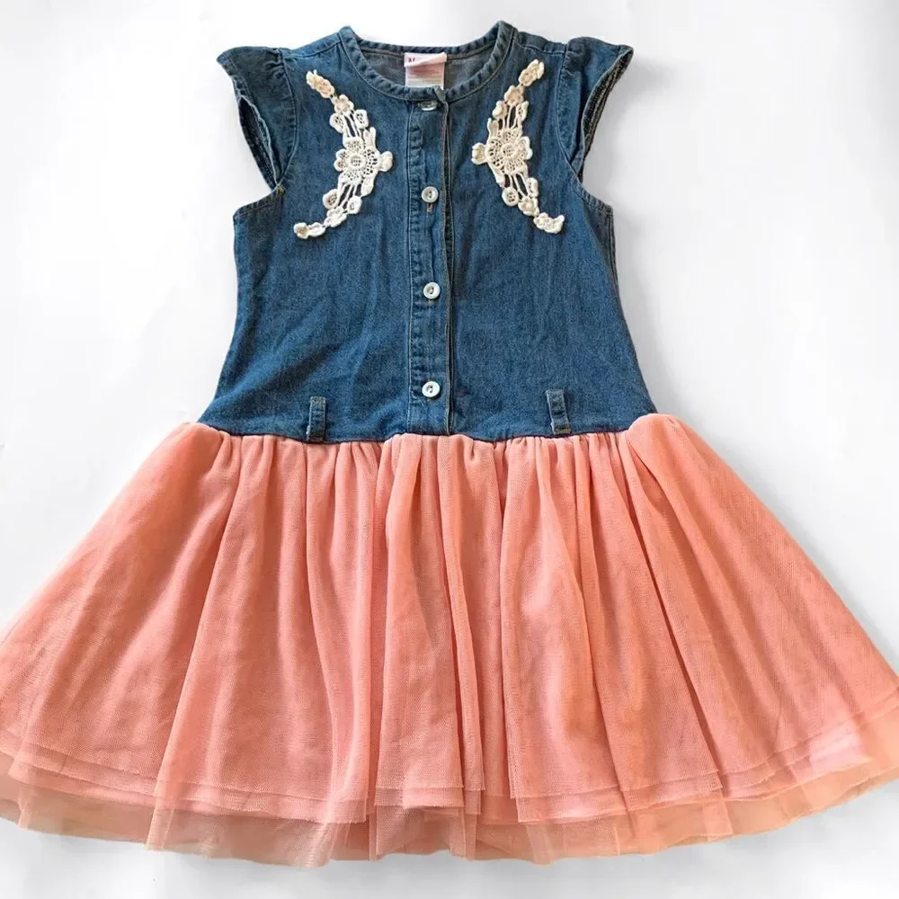 Denim & Tulle Sleeveless Dress